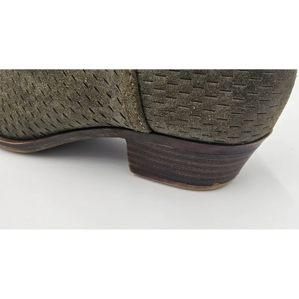 Lucky Brand Ankle Booties Women's 8.5 Baley Green Suede Leather Perforated Boots